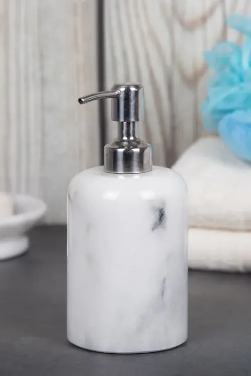 Jorden Natural Marble Liquid Soap and Lotion Dispenser with Stainless Steel Pump