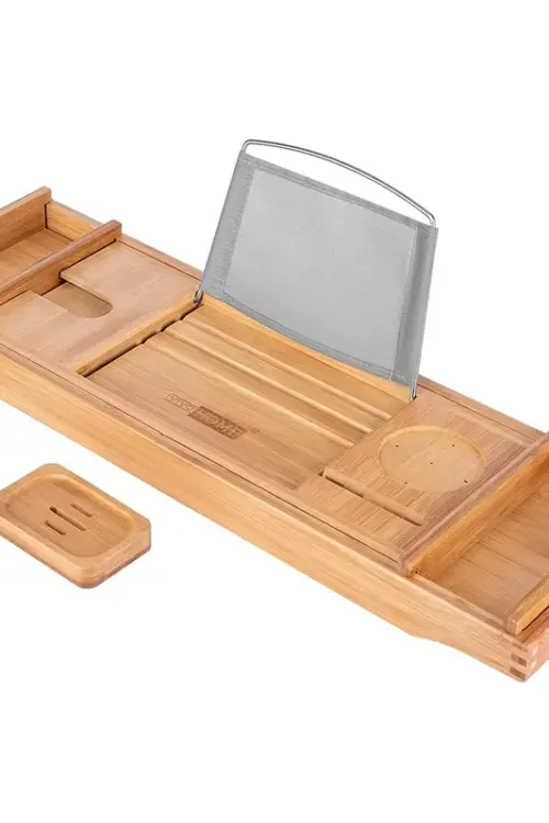 Pamelia Expandable 43 Inch Bamboo Bathtub Caddy Tray