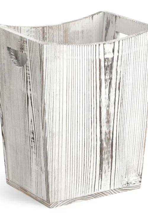 Wood Trash Can Rustic Farmhouse Wastebasket Bin